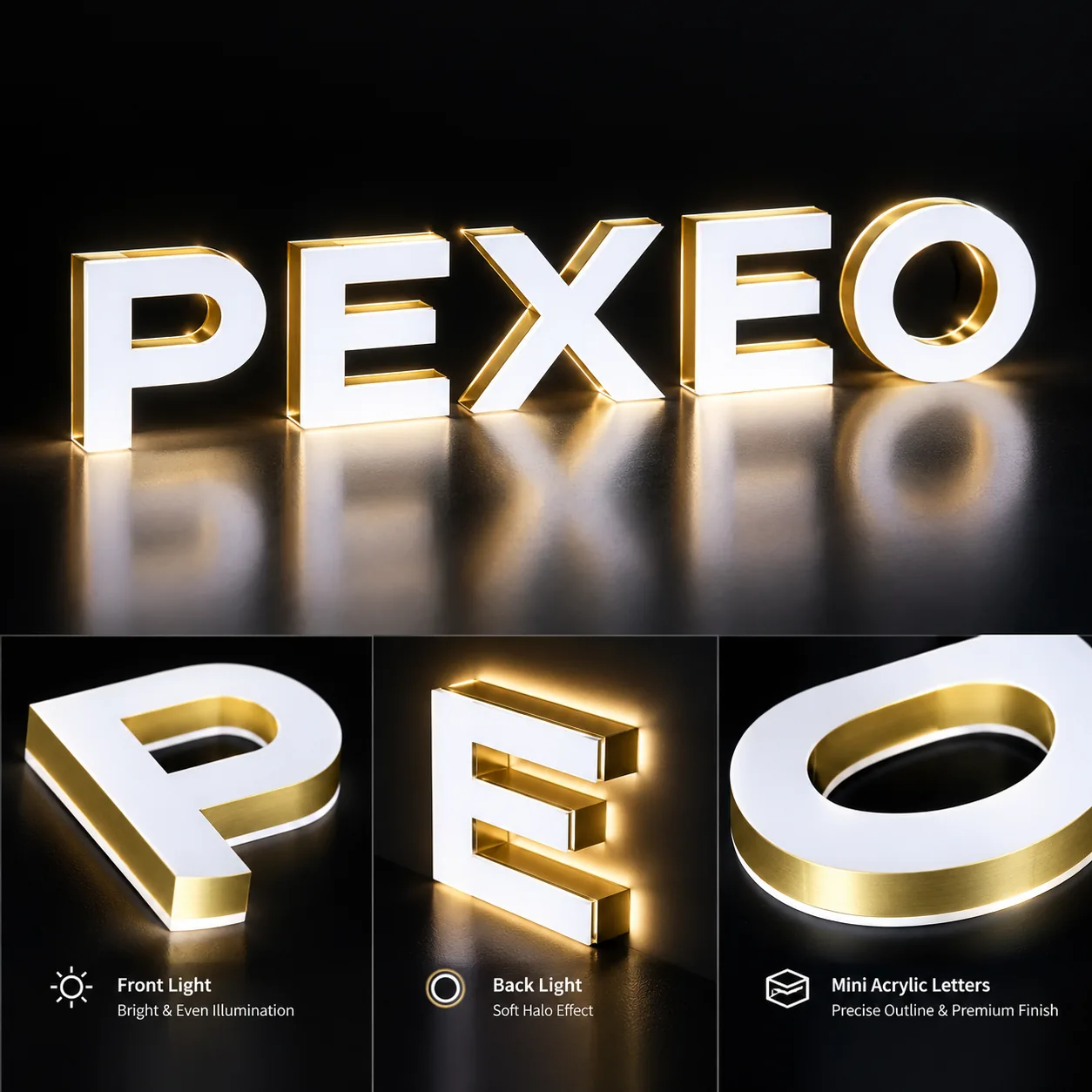 Letras mini em acrílico — concept visualization